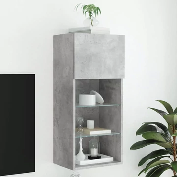Betonszürke TV-szekrény LED lámpákkal 40,5x30x90 cm