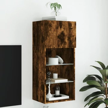 Füstös tölgy színű TV-szekrény LED-világítással 40,5x30x90 cm