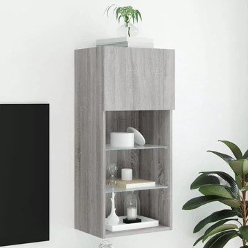 Szürke sonoma színű TV-szekrény LED-lámpákkal 40,5x30x90 cm