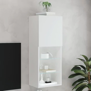 Fehér TV-szekrény LED lámpákkal 40,5 x 30 x 102 cm