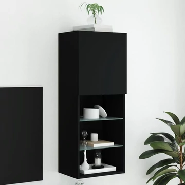 Fekete TV-szekrény LED lámpákkal 40,5 x 30 x 102 cm