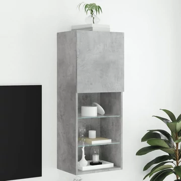 Betonszürke TV-szekrény LED lámpákkal 40,5 x 30 x 102 cm