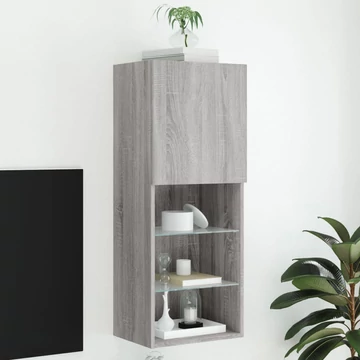Szürke sonoma színű TV-szekrény LED-lámpákkal 40,5x30x102 cm
