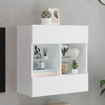 Fehér falra szerelhető TV-szekrény LED-lámpákkal 58,5x30x60,5cm