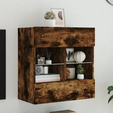 Füstös tölgy színű fali TV-szekrény LED-ekkel 58,5x30x60,5 cm