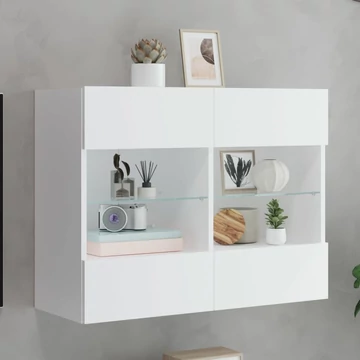 Fehér falra szerelhető TV-szekrény LED-lámpákkal 78,5x30x60,5cm
