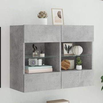 Betonszürke falra szerelhető TV-szekrény LED-del 78,5x30x60,5cm