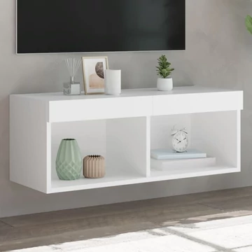 Fehér TV-szekrény LED-világítással 80 x 30 x 30 cm