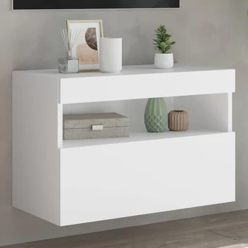 Fehér falra szerelhető TV-szekrény LED-lámpákkal 60x30x40 cm