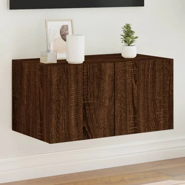 Barna tölgyszínű fali TV-szekrény LED-del 60x35x31 cm