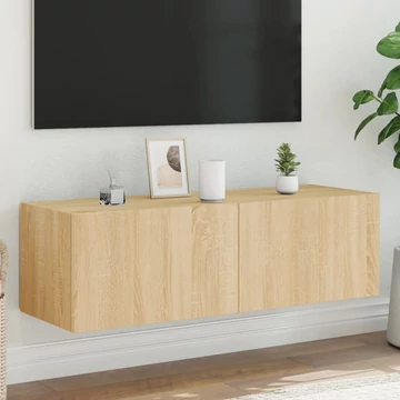 Sonoma tölgy színű fali TV-szekrény LED-ekkel 100 x 35 x 31 cm