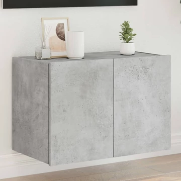 Betonszürke falra szerelhető TV-szekrény LED-del 60x35x41 cm