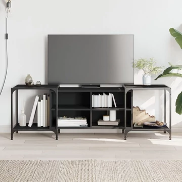 Fekete szerelt fa TV-szekrény 153 x 37 x 50 cm