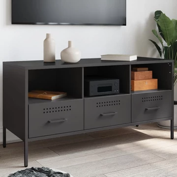 Fekete acél TV-szekrény 100,5 x 39 x 50,5 cm
