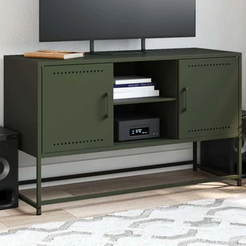 Olívazöld acél TV-szekrény 100,5x39x60,5 cm