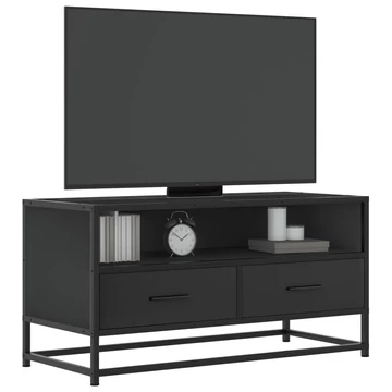 Fekete szerelt fa és fém TV-szekrény 80x34,5x40 cm
