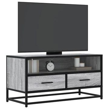Szürke sonoma színű szerelt fa és fém TV-szekrény 80x34,5x40 cm