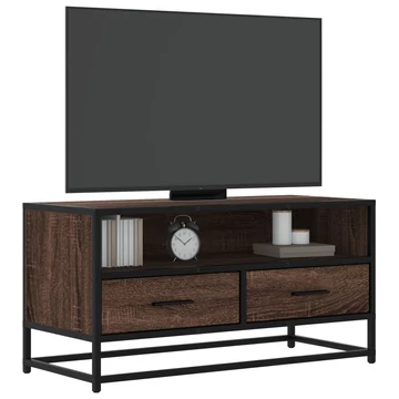 Barna tölgy színű szerelt fa és fém TV-szekrény 80x34,5x40 cm