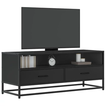 Fekete szerelt fa és fém TV-szekrény 100x34,5x40 cm