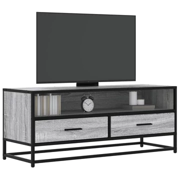Szürke sonoma színű szerelt fa és fém TV-szekrény 100x34,5x40cm