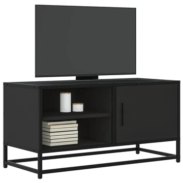 Fekete szerelt fa és fém TV-szekrény 80x34,5x40 cm