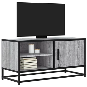 Szürke sonoma színű szerelt fa és fém TV-szekrény 80x34,5x40 cm