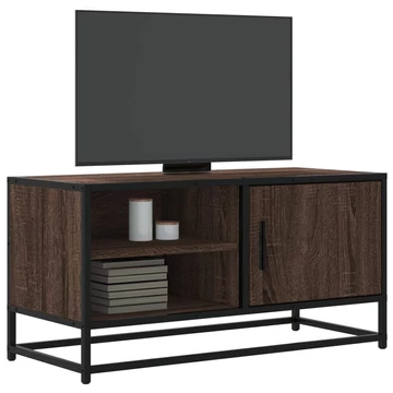 Barna tölgy színű szerelt fa és fém TV-szekrény 80x34,5x40 cm