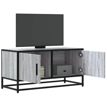 Szürke sonoma színű szerelt fa és fém TV-szekrény 80x34,5x40 cm