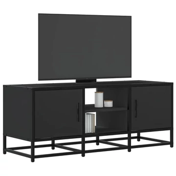 Fekete szerelt fa és fém TV-szekrény 100x35x41 cm