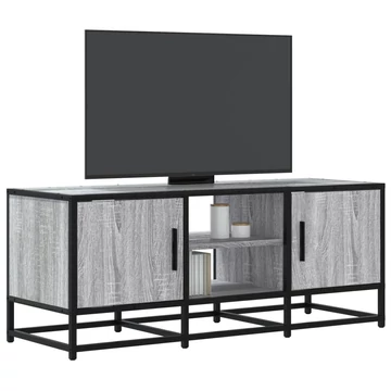 Szürke sonoma színű szerelt fa és fém TV-szekrény 100x35x41 cm