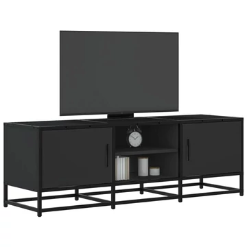 Fekete szerelt fa és fém TV-szekrény 120x35x41 cm