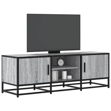 Szürke sonoma színű szerelt fa és fém TV-szekrény 120x35x41 cm
