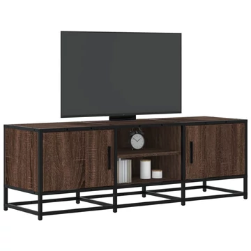 Barna tölgy színű szerelt fa és fém TV-szekrény 120x35x41 cm