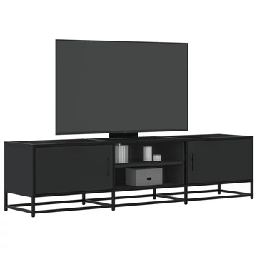 Fekete szerelt fa és fém TV-szekrény 160x35x41 cm