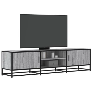 Szürke sonoma színű szerelt fa és fém TV-szekrény 160x35x41 cm