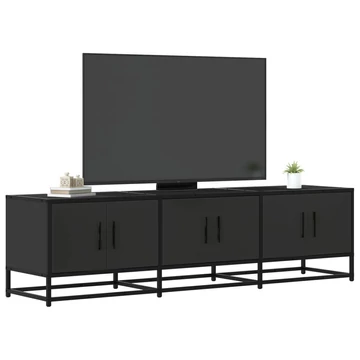 Fekete szerelt fa és fém TV-szekrény 150x35x41 cm