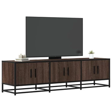 Barna tölgy színű szerelt fa és fém TV-szekrény 150x35x41 cm