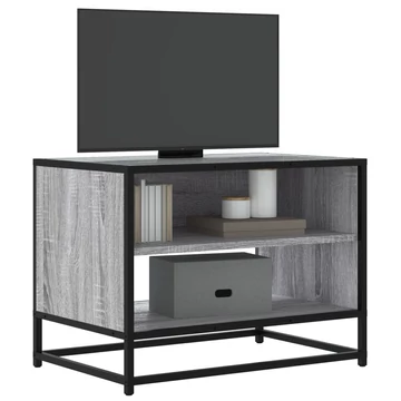 Szürke sonoma színű szerelt fa és fém TV-szekrény 61x40x46 cm
