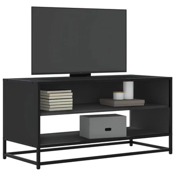 Fekete szerelt fa és fém TV-szekrény 91x40x46 cm