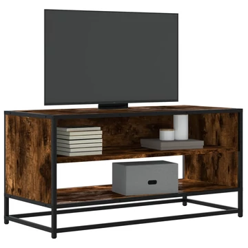 Füstös tölgy színű szerelt fa és fém TV-szekrény 91x40x46 cm