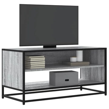 Szürke sonoma színű szerelt fa és fém TV-szekrény 91x40x46 cm