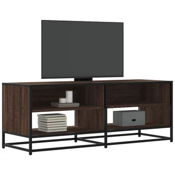 Barna tölgy színű szerelt fa és fém TV-szekrény 120,5x40x46 cm