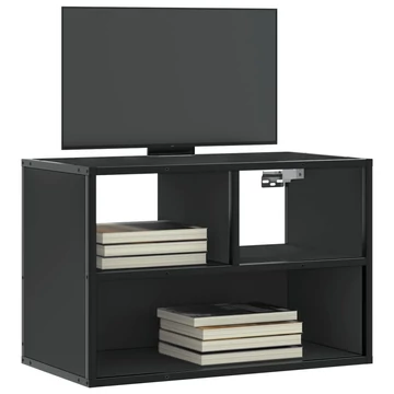 Fekete szerelt fa és fém TV-szekrény 60 x 31 x 39,5 cm