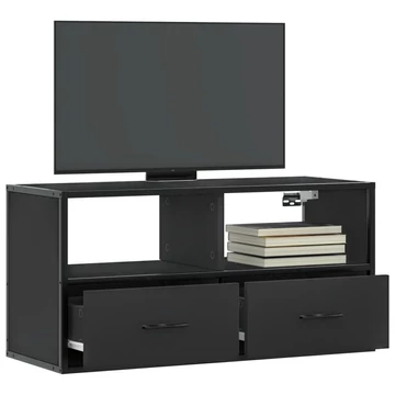Fekete szerelt fa és fém TV-szekrény 80x31x39,5 cm