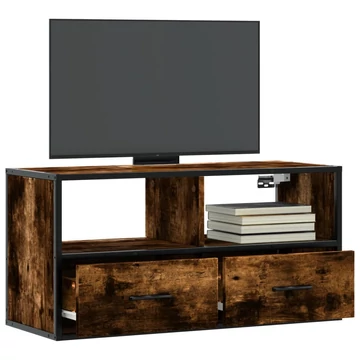 Füstös tölgy színű szerelt fa és fém TV-szekrény 80x31x39,5 cm