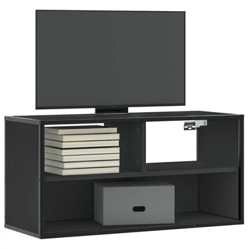 Fekete szerelt fa és fém TV-szekrény 80x31x39,5 cm