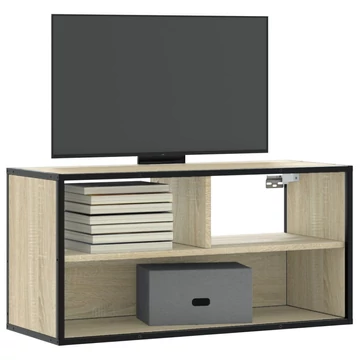 Sonoma tölgy színű szerelt fa és fém TV-szekrény 80x31x39,5 cm