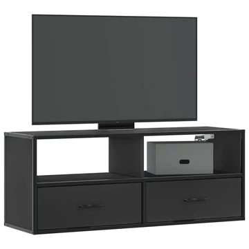 Fekete szerelt fa és fém TV-szekrény 100x31x39,5 cm
