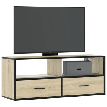 Sonoma tölgy színű szerelt fa és fém TV-szekrény 100x31x39,5 cm
