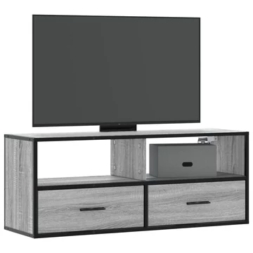 Szürke sonoma színű szerelt fa és fém TV-szekrény 100x31x39,5cm